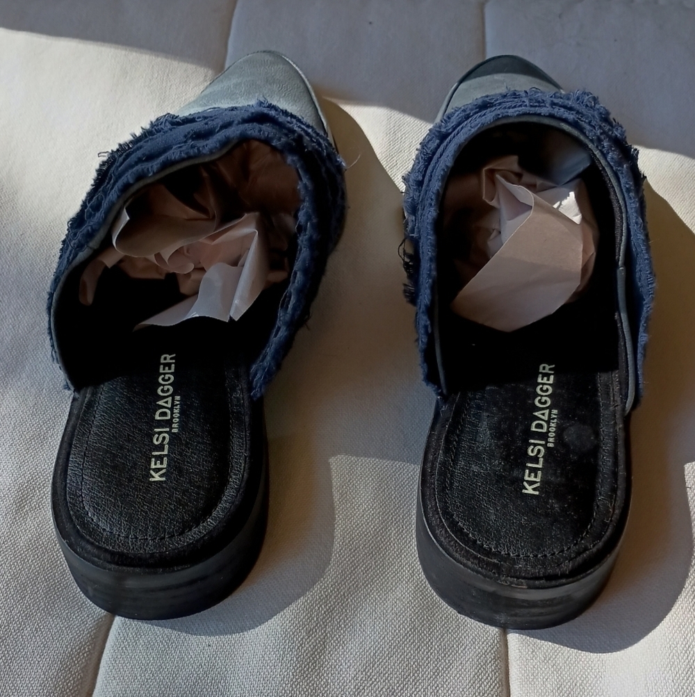 Kelsi Dagger Women's Blue Leather And Fabric Mules_8.5 - Picture 4 of 9